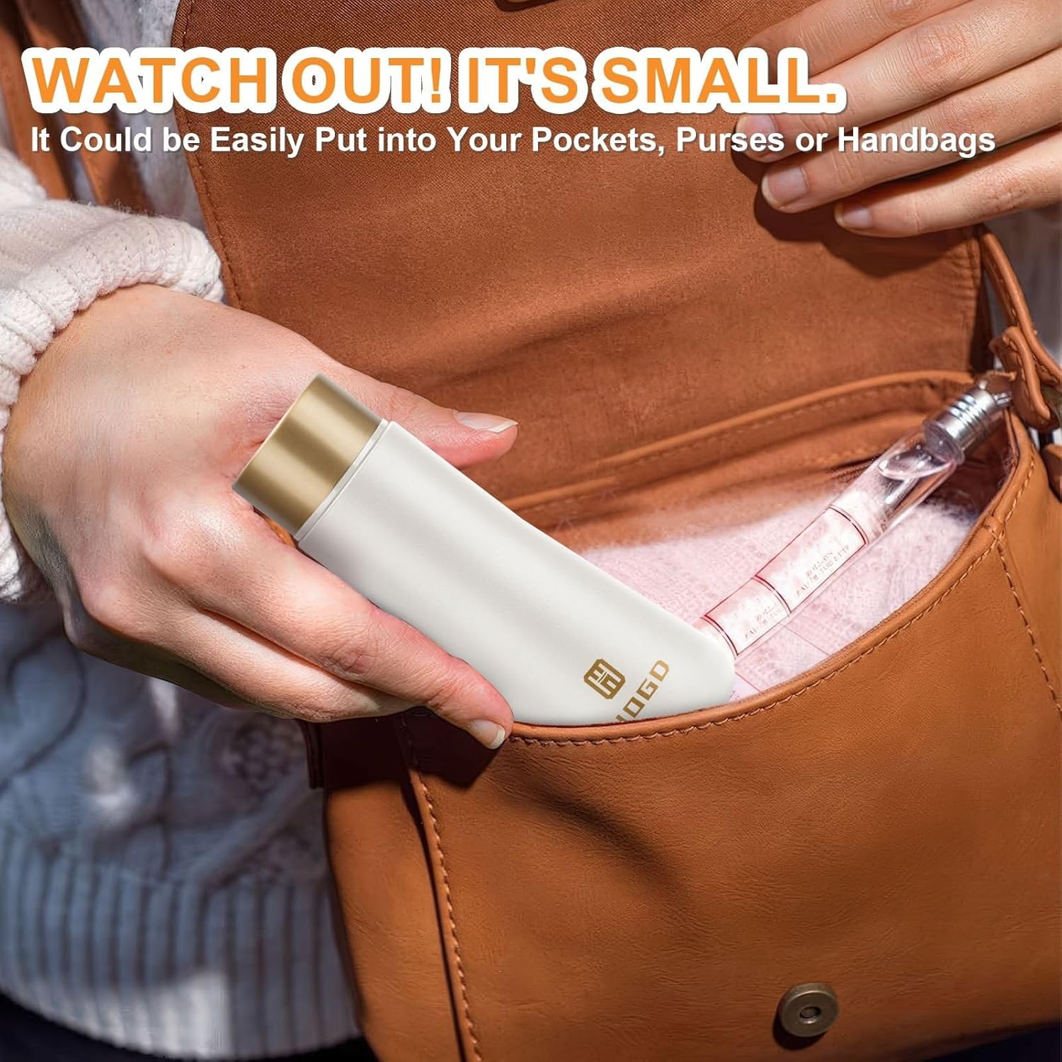 Small Thermo Bottle Slim Mini Vacuum Insulated Water Bottle 180ml/6.1oz Water Flask Stainless Steel Thermal Water Bottles Thermo for Hot and Cold Drinks Perfect for Purse or Kids Lunch Bag(White) - Image 2