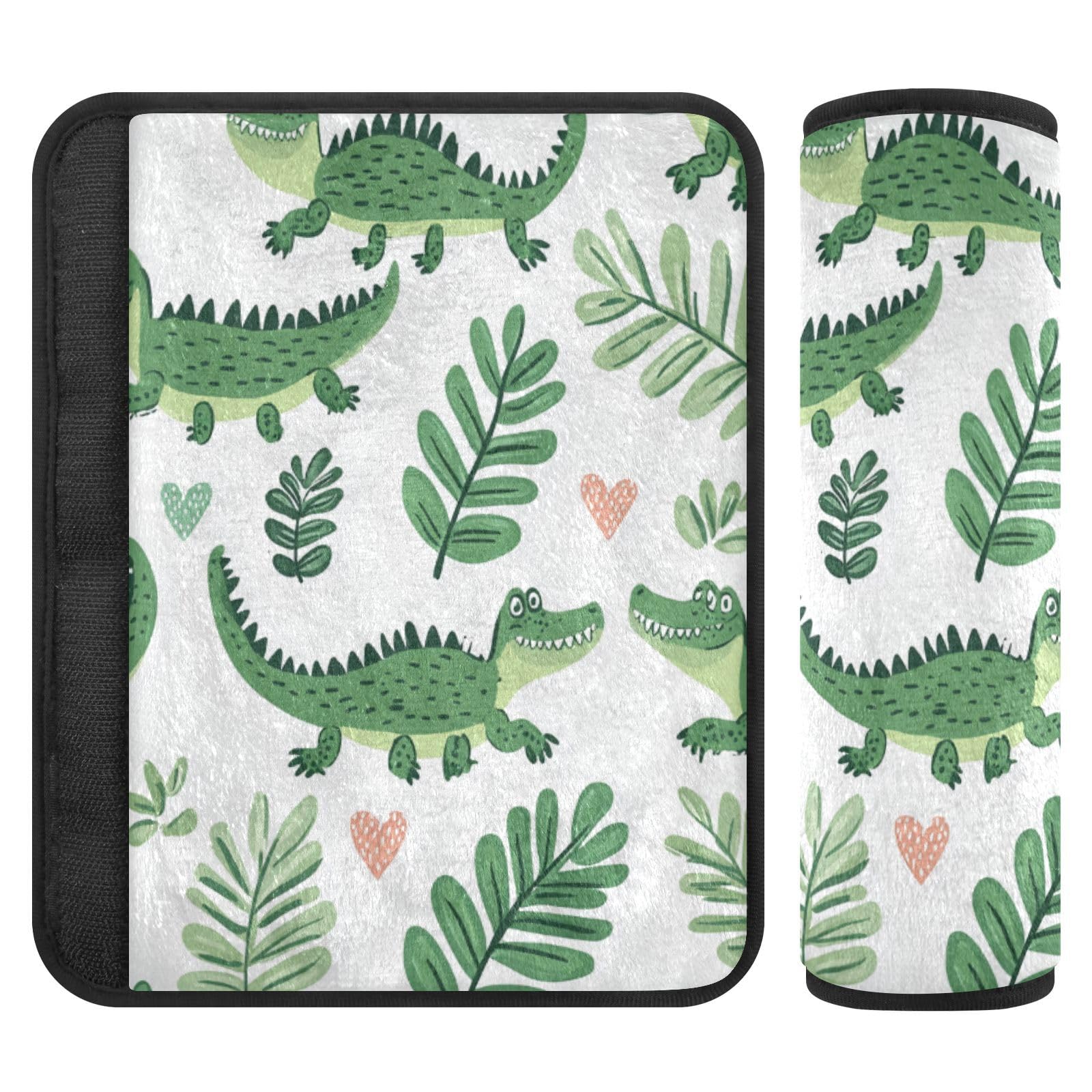 Seat Belt Covers 2 Pack Green Crocodiles Car Seat Strap Covers Super Soft Car Seat Neck Cover for Boys Girls Adults Babies S