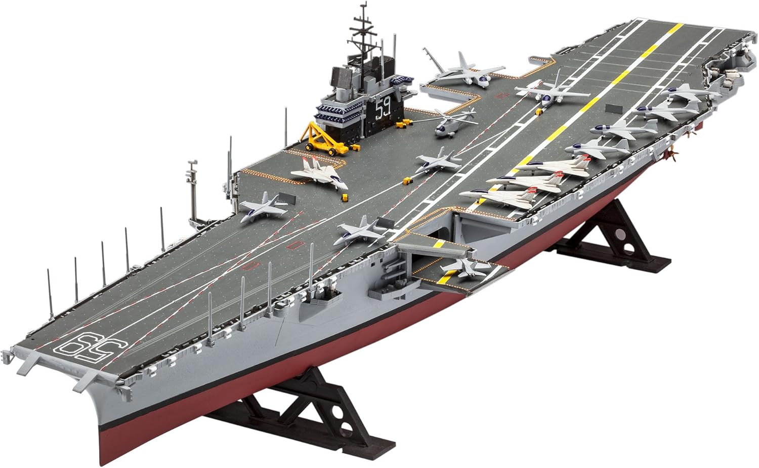 Revell USS Forrestal (CVA-59) 1:542 Scale Plastic Model Kit displayed on its stand