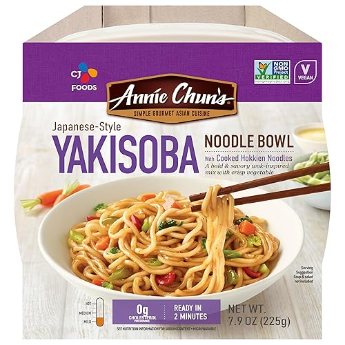 Miniatura 1 de Tazón de fideos Yakisoba Annie Chuns sin OMG vegano estable en el estante 8 oz paquete de 6 comida sabrosa al estilo japonés