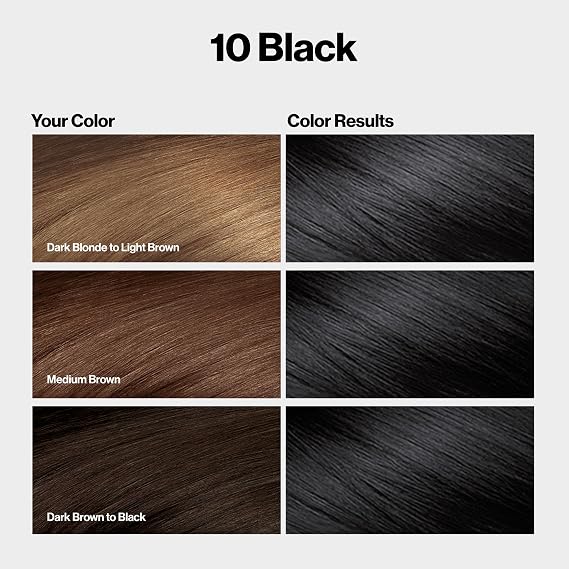 Revlon ColorSilk with Bond Repair Hair Color, 10 Black, 3pk
