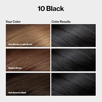 Revlon ColorSilk with Bond Repair Hair Color, 10 Black, 3pk