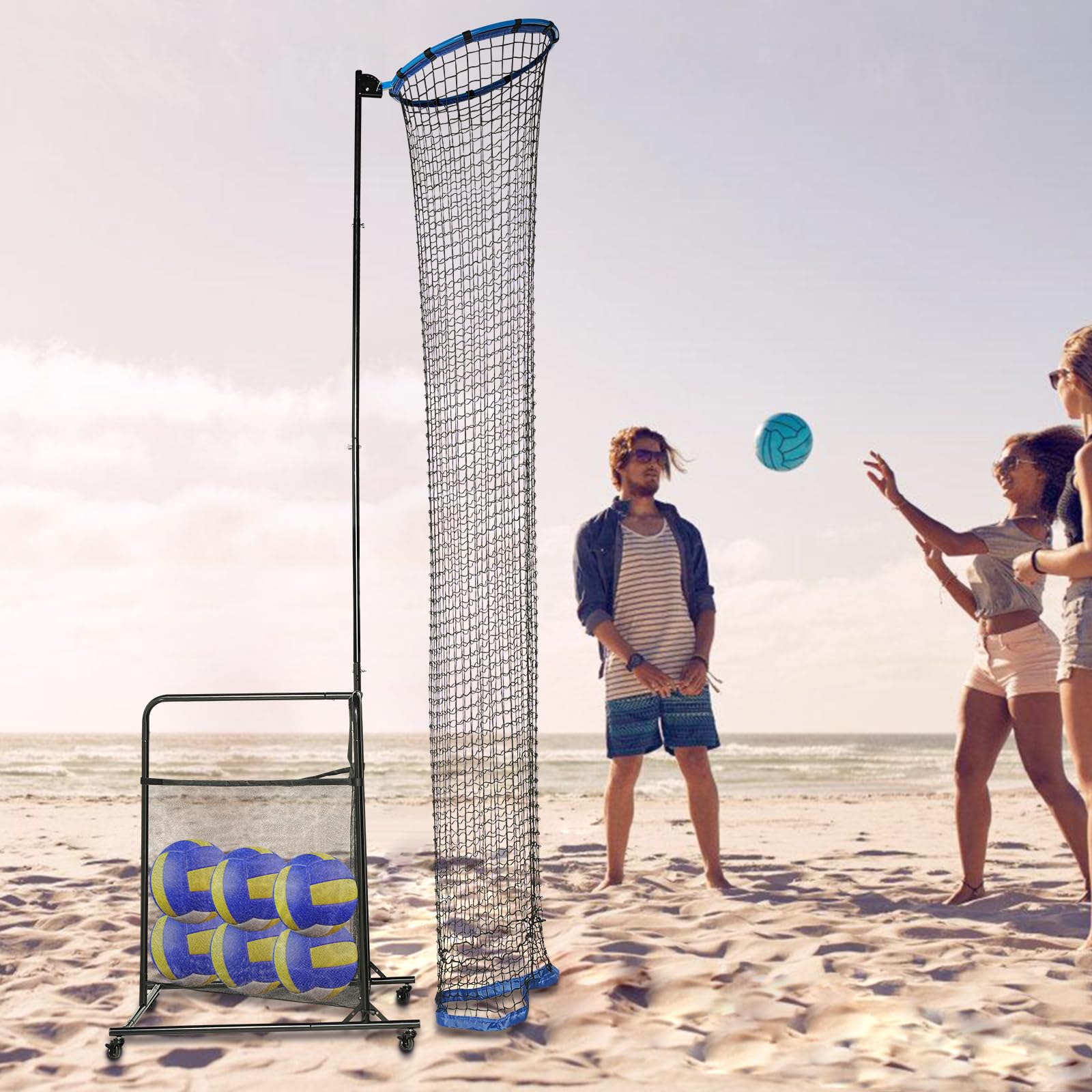 Volleyball Setter Trainer Net, 45°-180° Adjustable Angle Volleyball Target Net, Volleyball Net Training Equipment with Ball Collection Bag for Indoor and Outdoor Practice, H: 9.84Ft