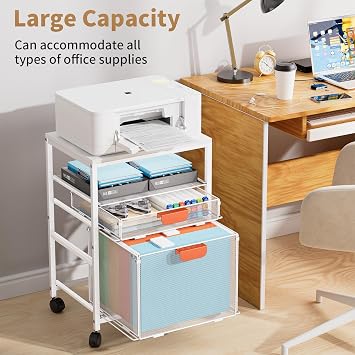 Marbrasse Trolley on Wheel,Printer Rolling Storage Cart with Drawer