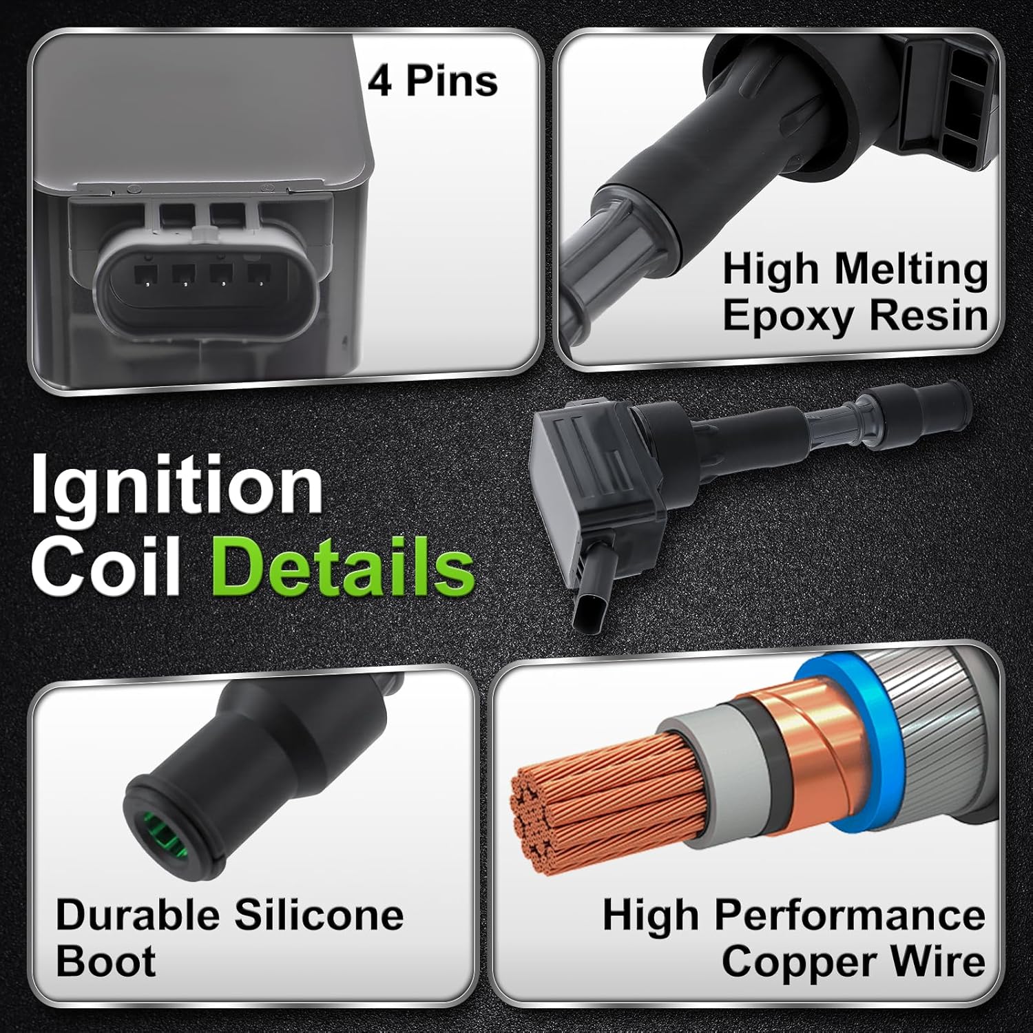 UF816 Ignition Coil 9723 Spark Plug Set Fit for Kia Forte Optima Soul Seltos for Hyundai Elantra Kona Sonata Veloster