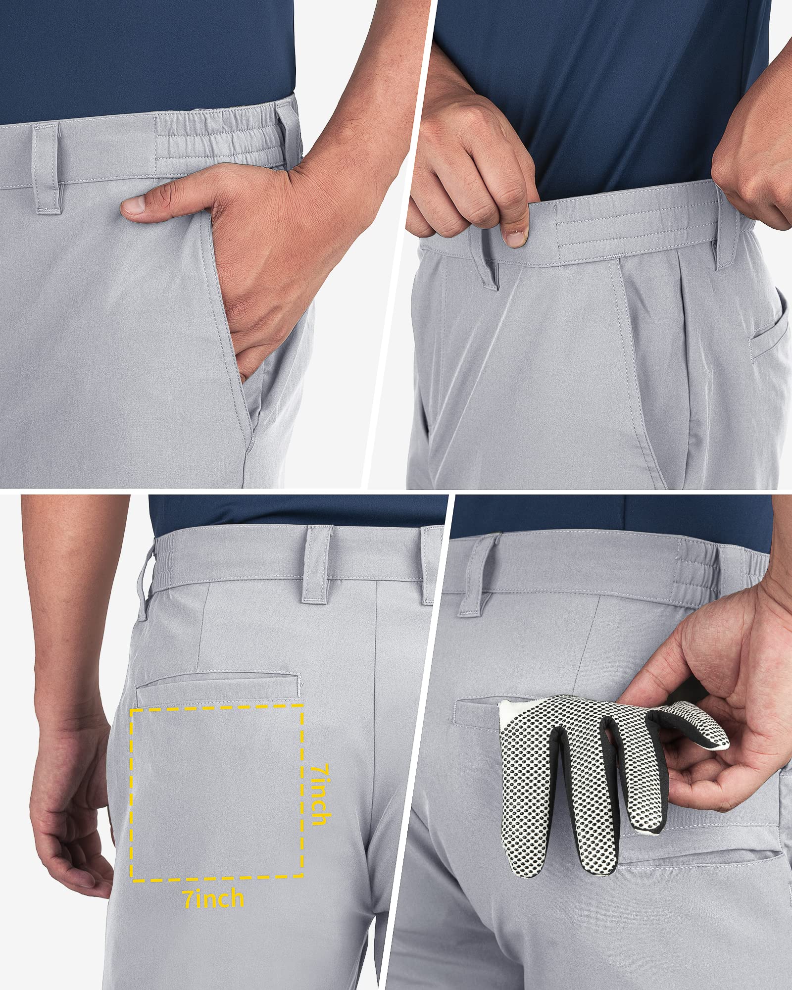 33,000ft Herren Golf Shorts Stretch Bermuda Shorts UPF 50+ Leichte Kurze Golfhose Chino Shorts Summer Shorts mit 3 Tee-Halter & 4 Taschen 23 cm für Golfen