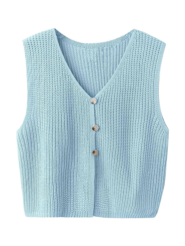 Floerns Womens Plus Size V Neck Sweater Vest Button Up Sleeveless Knitted Pullover Tank Tops