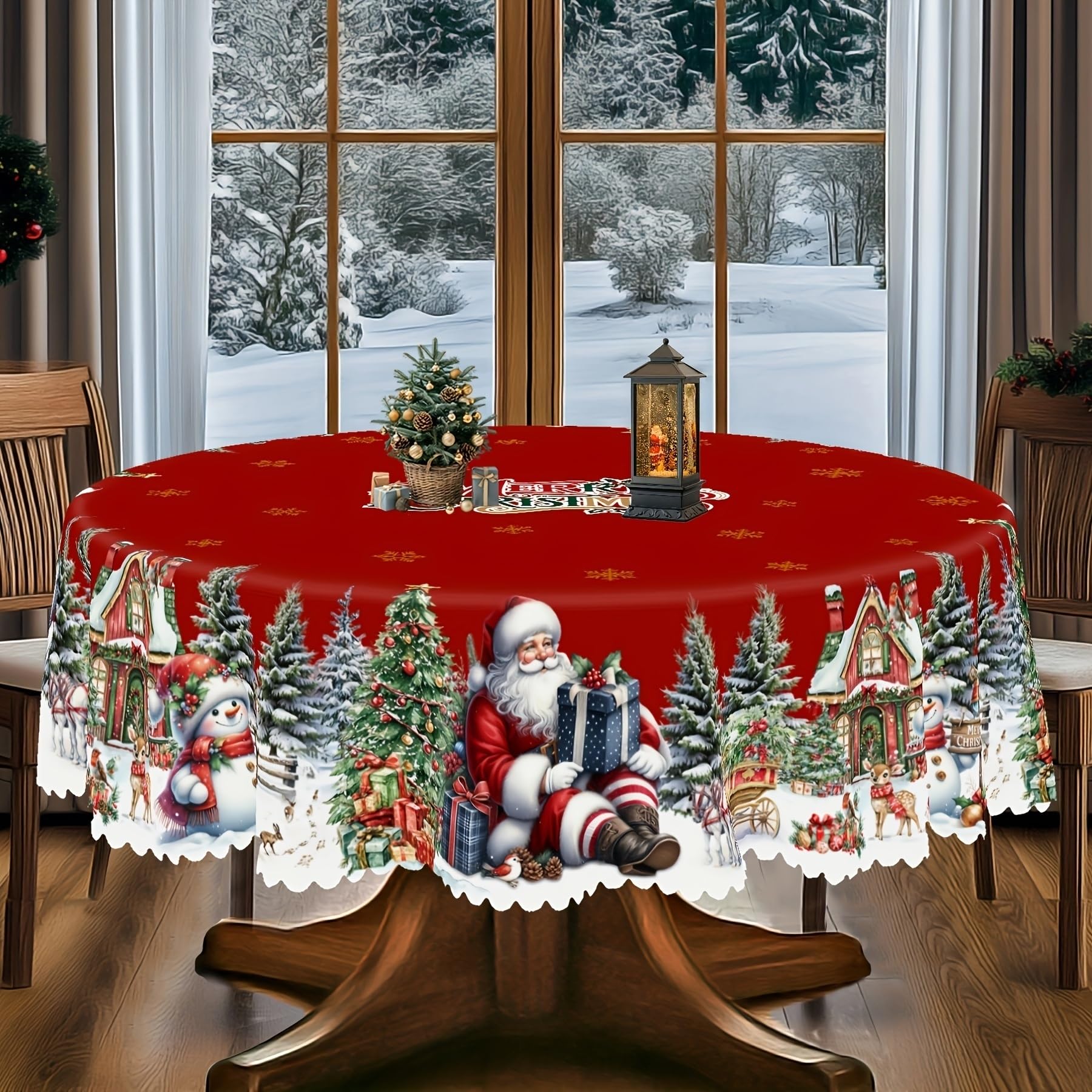 Mantel Navideño Manteles de Navidad y Año Nuevo con Estampado de árbol de Papá Noel, 4 tamaños Disponibles for decoración navideña(140cmX180cm)