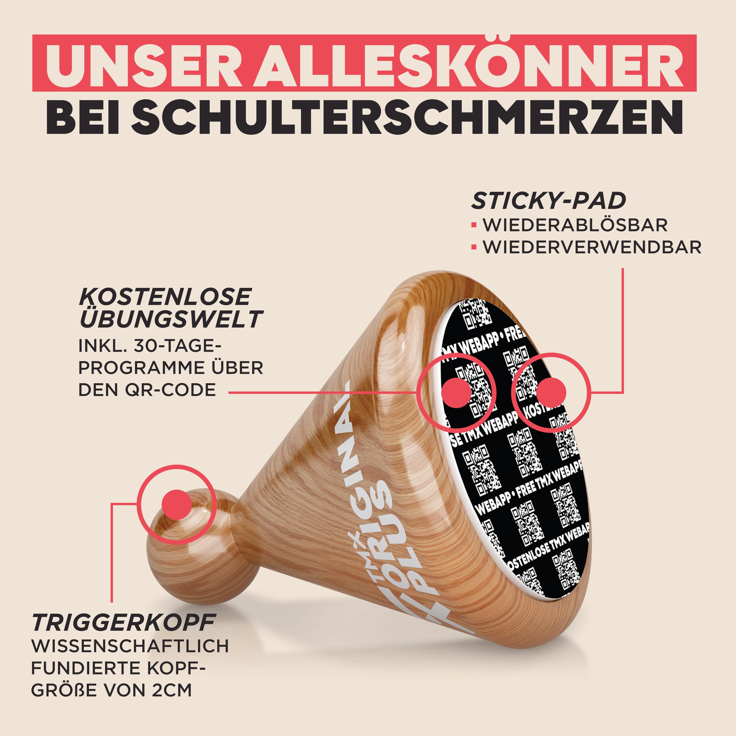 TMX® Zestaw do masażu ramion | akupresura przeciw bólom ramion | masaż punktów bólowych | naciskanie punktów spustowych | masaż punktów spustowych | 3 narzędzia spustowe w jednym zestawie