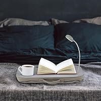 Suport Laptop cu Pernă Relaxdays, cu Lampă LED și Suport pentru Pahare, Tăviță Portabilă pentru Laptop, Pernă Moale pentru Genunchi, Gri 2