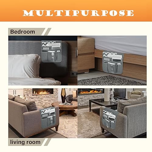 Miniatura 5 de Soporte de control remoto para sillón reclinable, organizador antideslizante con 5 bolsillos para revista, tableta, teléfono, iPad