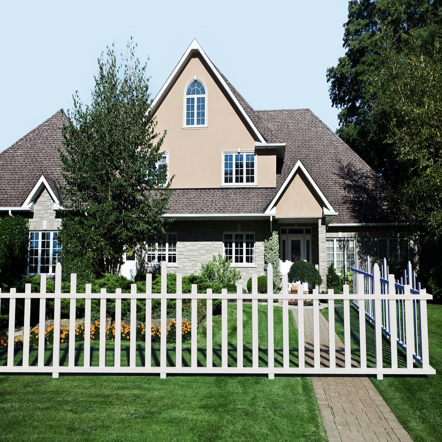 Picket Fence Panels 60" W X 30" H Decorative White Fence