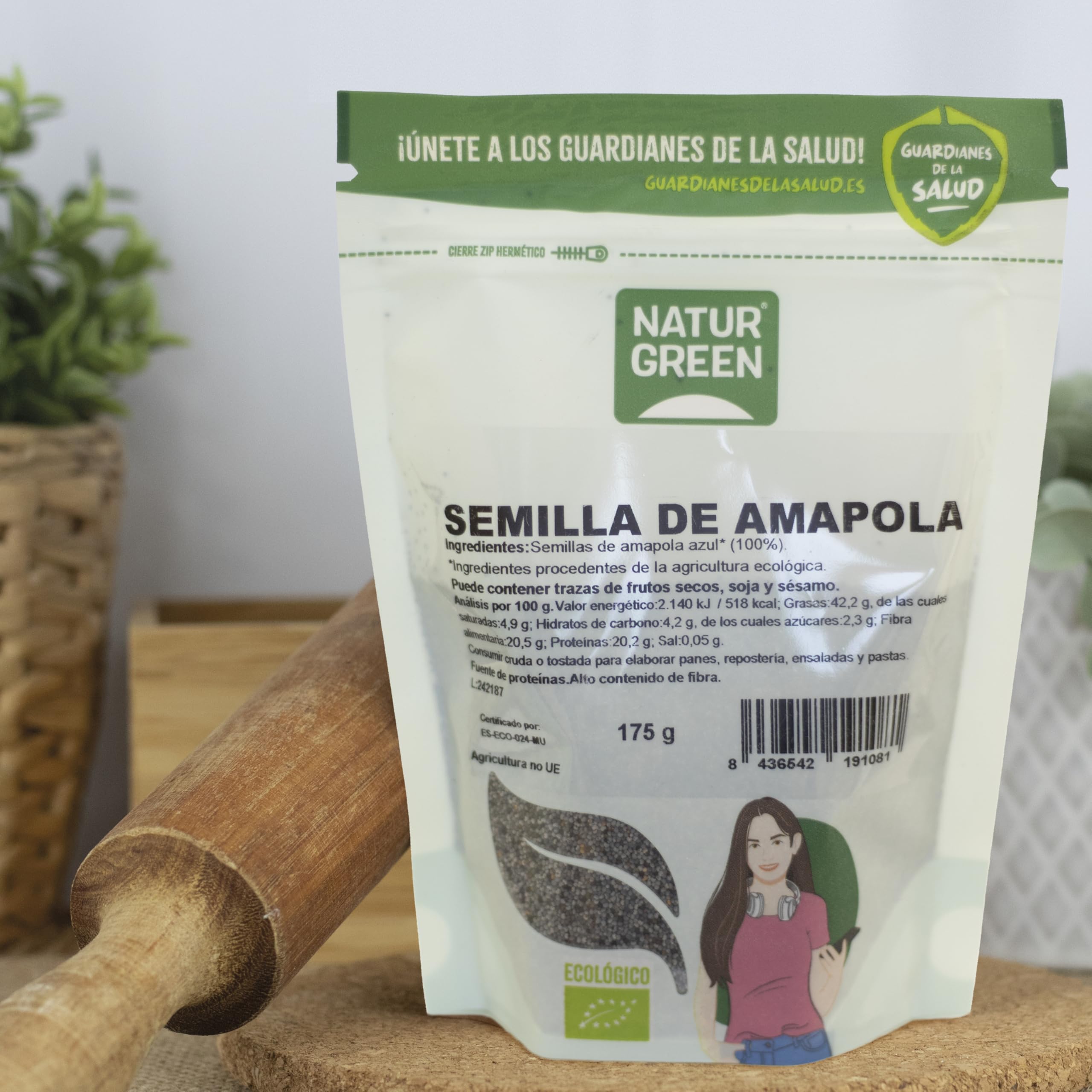 NaturGreen - Semillas de Amapola, Amapola Azul, Semilla Natural, Omega-3 y Omega-6, Vitaminas B, E y C, 100% Ecológico - 175g