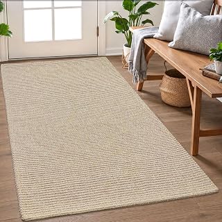 EARTHALL Washable Entryway Rug, Non Slip Area Rug, 3x5 Ft, Sand/Beige