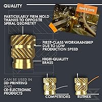 Vista 4 de ruthex Juego de inserciones roscadas M2 + M3 + M4 + M5 - Caja de surtido - 70 + 100 + 50 + 50 piezas - Inserción de latón de ajuste térmico