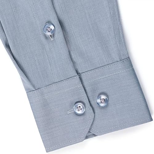 Miniatura 4 de Camisa de vestir elástica resistente a las arrugas para hombre, camisa de manga larga con botones y ajuste regular