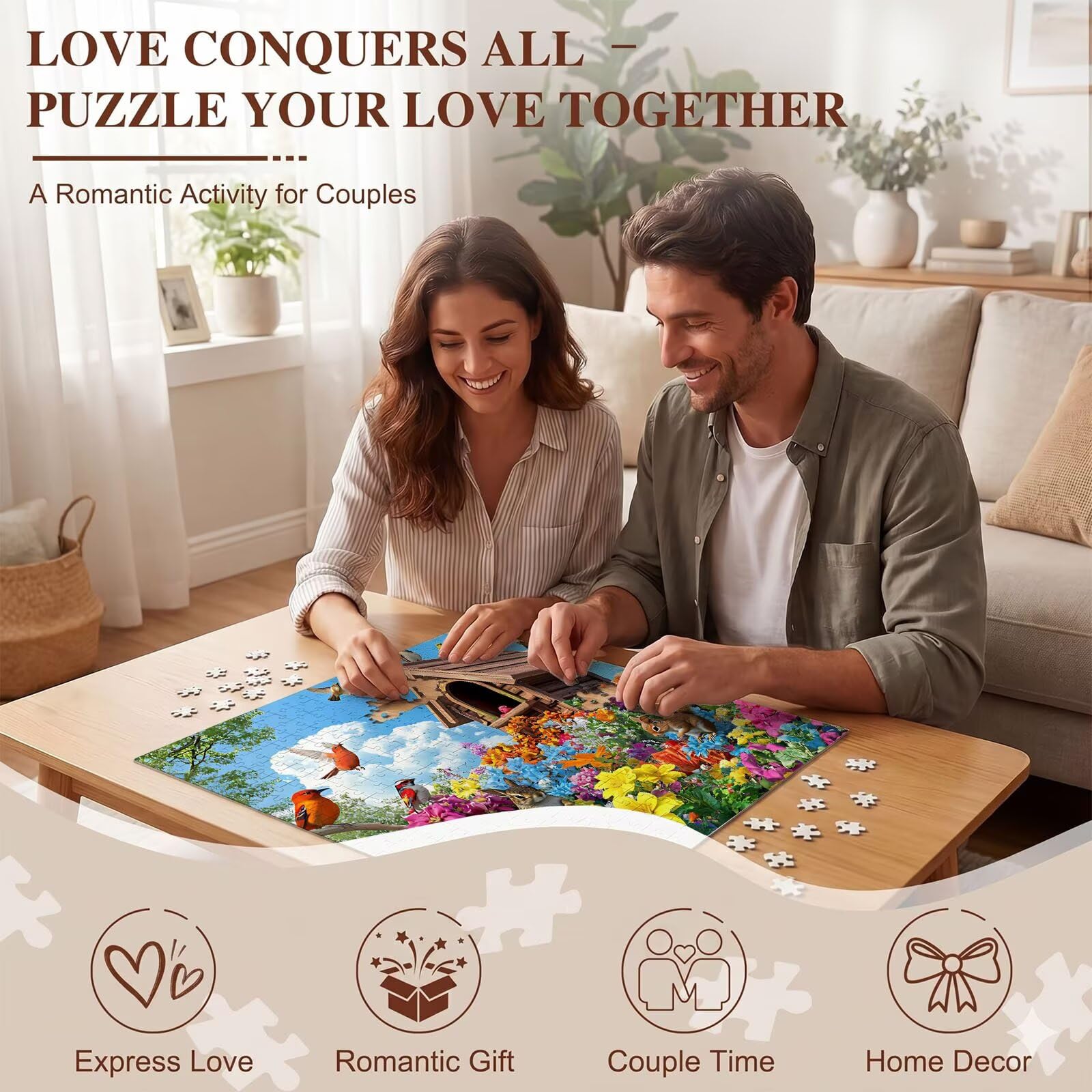 Puzzle 3000 Teile, Holzpuzzle Erwachsene [AAA], Impossible Game 122 x 81 cm, Kniffliges Denksport Spiel für Männer Frauen, Familienspiel, DIY Home Dekor,Geschenk für Geburtstag, Tier Blume f0-152
