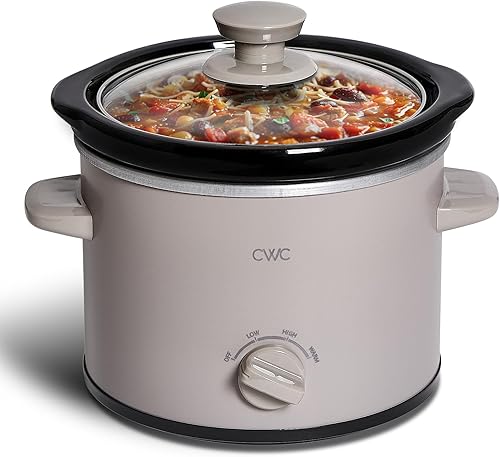 COOK WITH COLOR Mini olla de cocción lenta redonda eléctrica de 2 cuartos de galón, ajustes ajustables, olla de gres extraíble, tapa de vidrio
