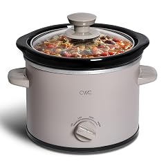 COOK WITH COLOR 2QT Mini Electric Round Slow Cooker - Adjustable Settings Removable Stoneware Pot Tempered Glass Lid