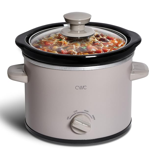COOK WITH COLOR 2QT Mini Electric Round Slow Cooker - Adjustable Settings Removable Stoneware Pot Tempered Glass Lid