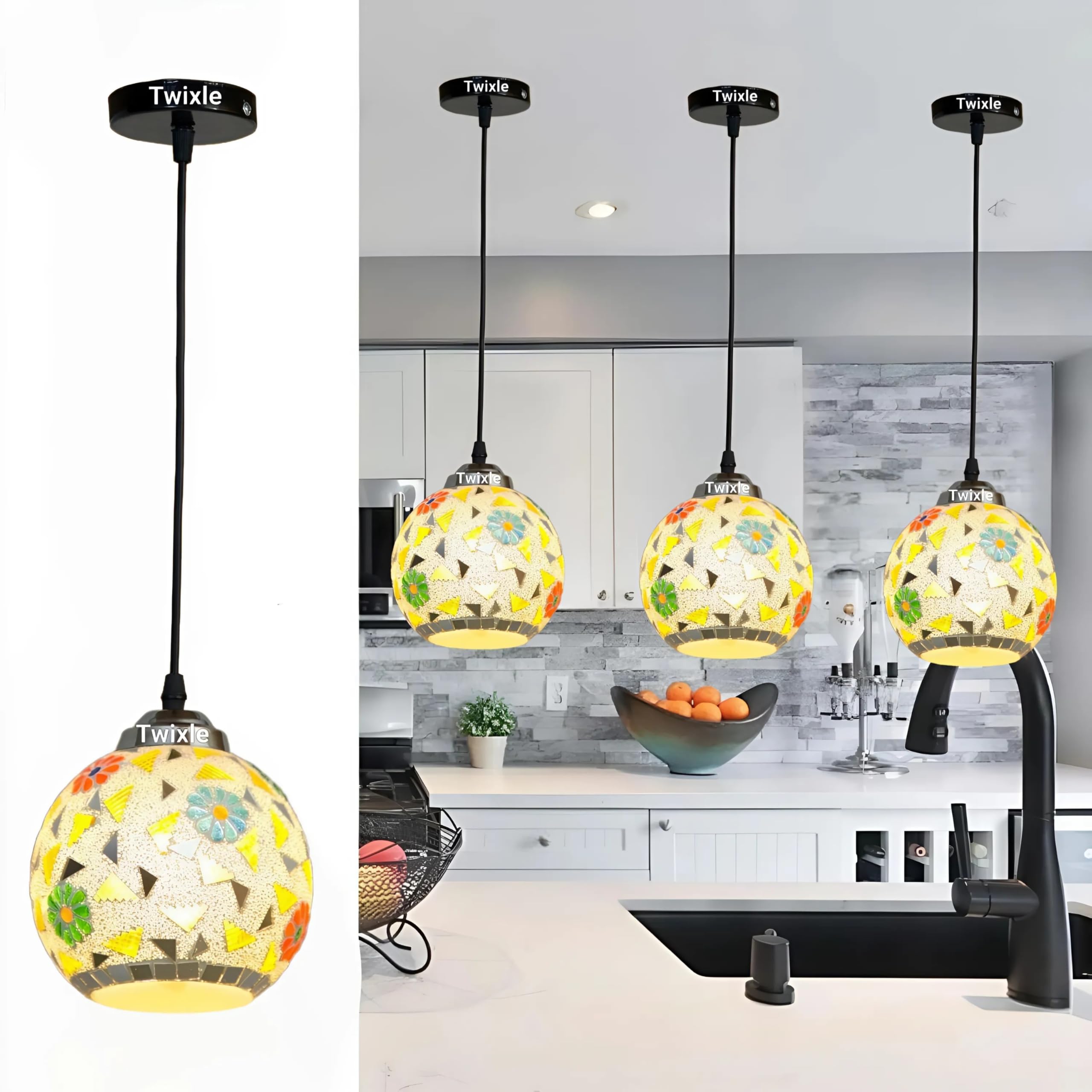 twixle with Bulb Handicraft Yellow Light | Pendants Light | Chandelier| Ceiling Lamp| Hanging Lamp for Living Room| Ceiling Lamp for Bedroom (UDAIPUR) (Pack of 1)-image-2