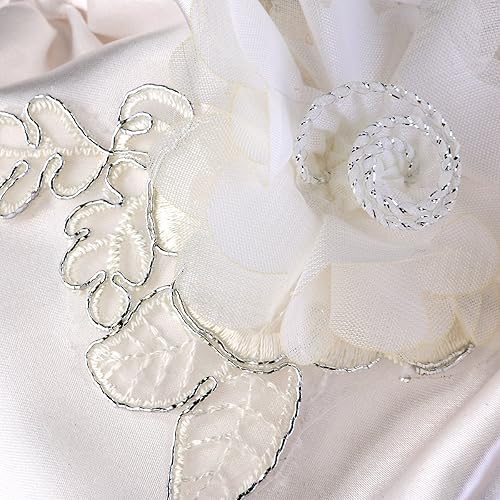 Miniatura 5 de ULTNICE Bolso de mano con cordón para boda, bolso de satén nupcial, Blanco