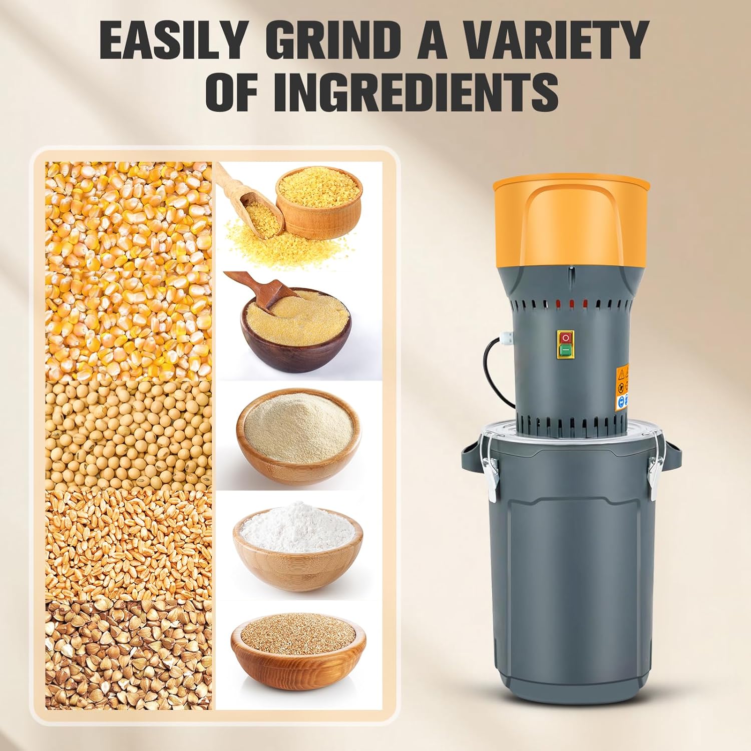 25L Electric Grain Mill Grinder, 1300W Electric Corn Grinder, Agricultural Feed Grain Mill Grinder with 1.3kW (380V) Motor