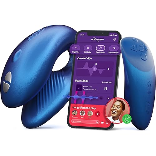 We-Vibe Chorus Vibrating Sex Toys for Couples | Remote Control Vibrator | Wearable App Controlled Adult Toys for Women | G Spot, Clit & Penis Sexual Stimulation Device | Clitoral Couples Gift |Blue