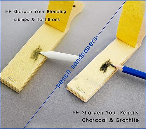Miniatura 7 de 43 piezas de tocones de mezcla y tortillones de papel para mezclar arte y bocetos, herramientas de dibujo con raspadores de borrones, esponja para