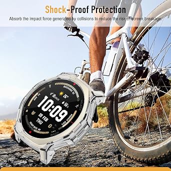 2 Pack Protective Case for Amazfit T-Rex 3 Pro 44mm Cover [Anti-scratch] [Flexible TPU] Case for Amazfit T-Rex 3 Pro 44mm - Black & Transparent