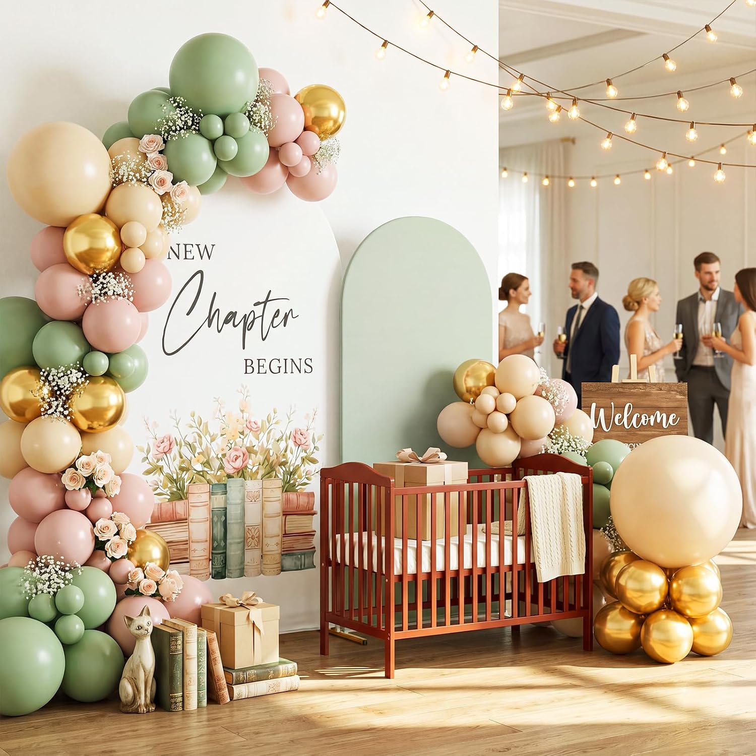 Tegeme 2 Pcs Book Themed Arch Cover Backdrop, a New Chapter Begins Design image 5