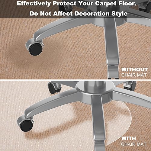 Miniatura 3 de Tapete para silla de oficina para alfombra, 39 x 39 pulgadas, tapete redondo para silla de juegos con partículas antideslizantes, protector de suelo