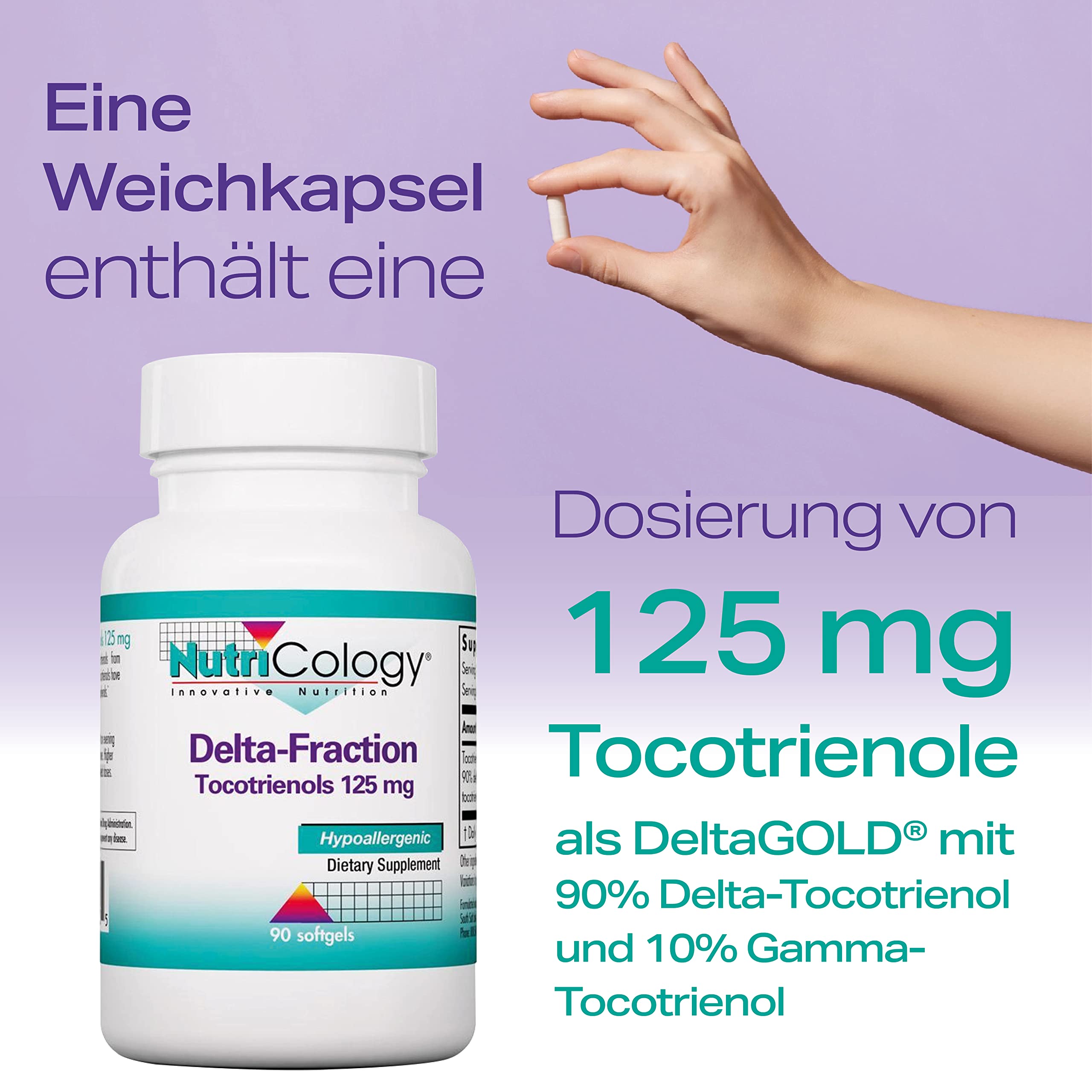 Nutricology, Delta Fraction Tocotrienols, 90 glutenfreie Softgels, 125mg Tocotrienole je Dosis, Sojafrei, GMO frei, Geschmacksneutral