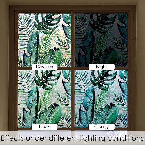 Vista 64 de DKTIE Película decorativa de vinilo para ventana de adherencia estática, película de privacidad no adhesiva con kit de instalación, tecnología