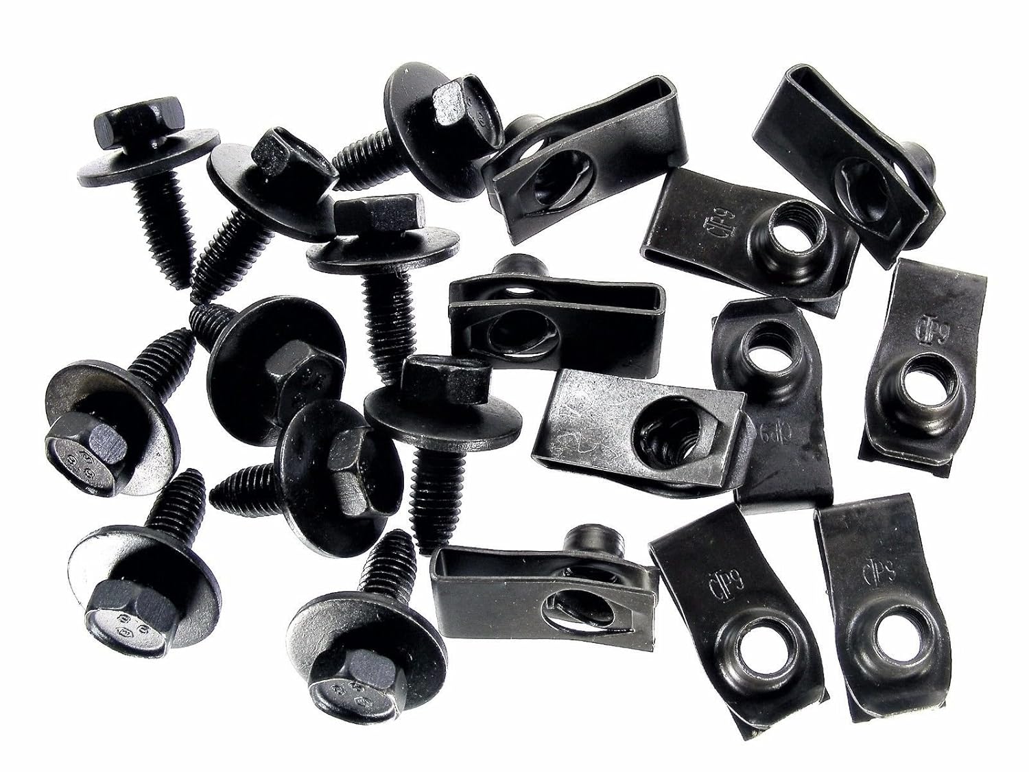 Retro-Motive Body Bolts & U-nut Clips for Ford Truck- M8-1.25 x 25mm Long- 13mm Hex-(Qty 10 Bolts/10 Clips) (1902/1926) #1886