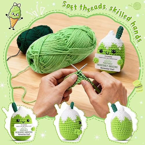 Miniatura 3 de Affirmations Crochet Matcha Buddy - Regalo de cumpleaños positivo para mujeres, amigas, mejores amigas, compañeras de trabajo, jefa, regalo