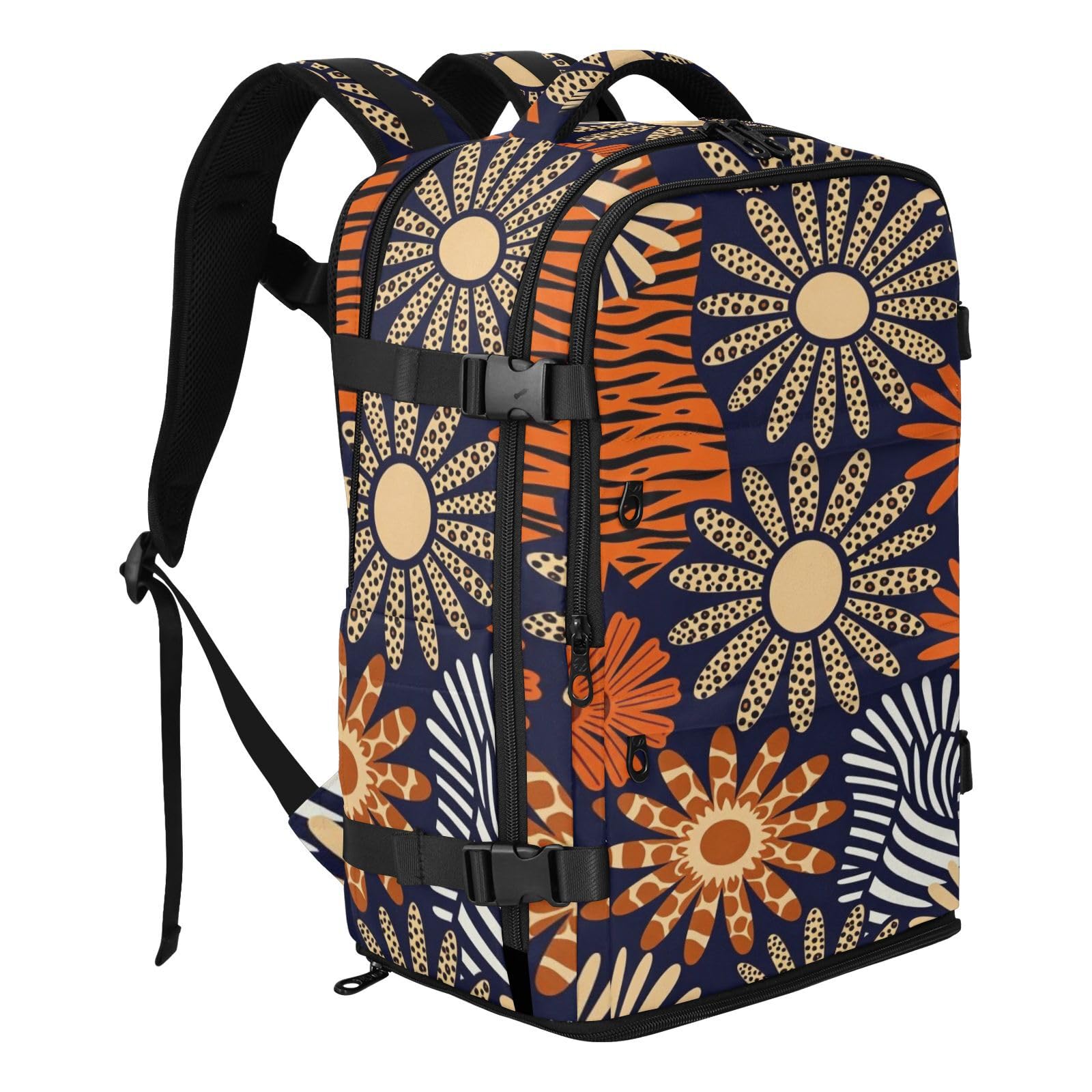 Duży plecak torba na laptopa 15,6 cala dla mężczyzn do pracy 20 l | Wodoodporna lekka męska torba na laptopa kwiatowy boho kwiaty urocze zwierzęta lampart 15,6 torba na laptopa do samolotów