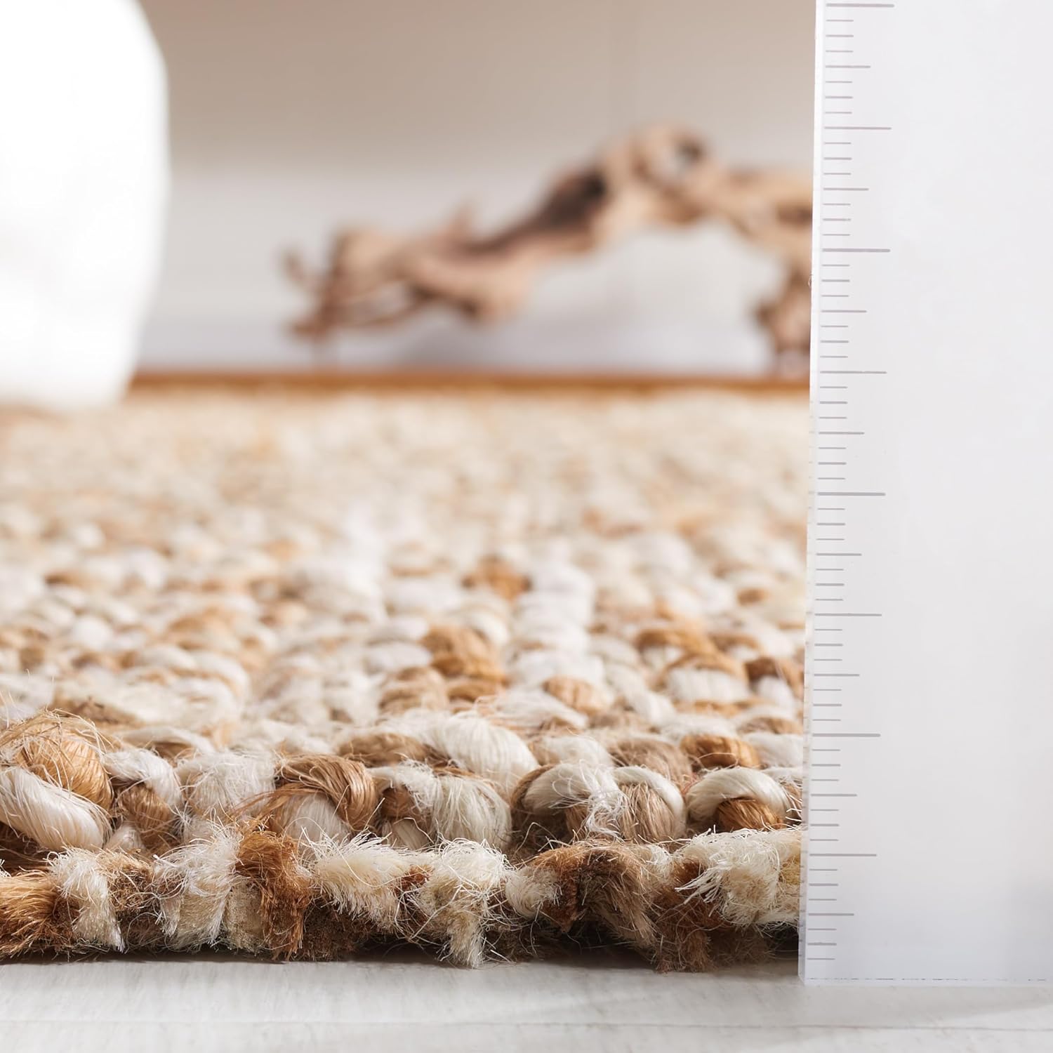 SAFAVIEH Natural Fiber Collection Runner Rug - 2'6" x 8', Natural & Ivory, Handmade Jute, Farmhouse Style, Chunky Textured Thick Pile (NF447N)