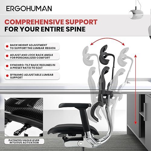 Miniatura 7 de Silla ergonómica giratoria, de malla, altura de asiento de 18.1 pulgadas a 22.9 pulgadas, respaldo alto con apoyacabezas, color borgoña, de Negro