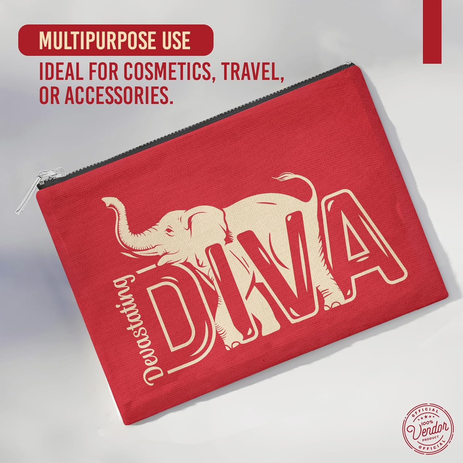 Delta Sigma Theta Sorority Paraphernalia - Official Vendor - Flat Makeup Pouch & Accessory Bag - Devastating Diva - Image 3