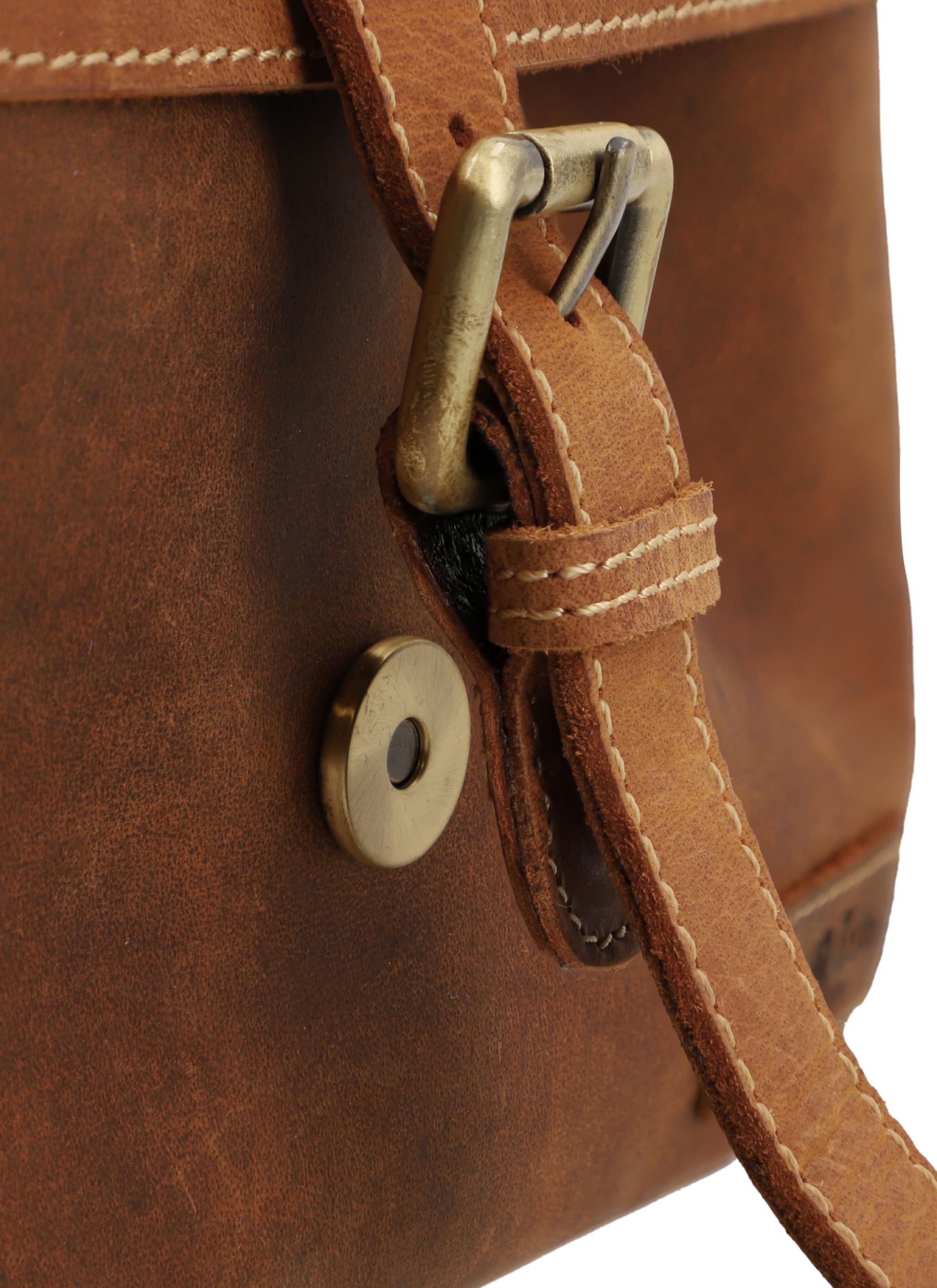 Gusti Sacoche Guidon Cuir - Sac pour Vélo Sac à Bandoulière Sac en Cuir Vintage - Taille Unique - Marron - Compatible avec Bicyclette