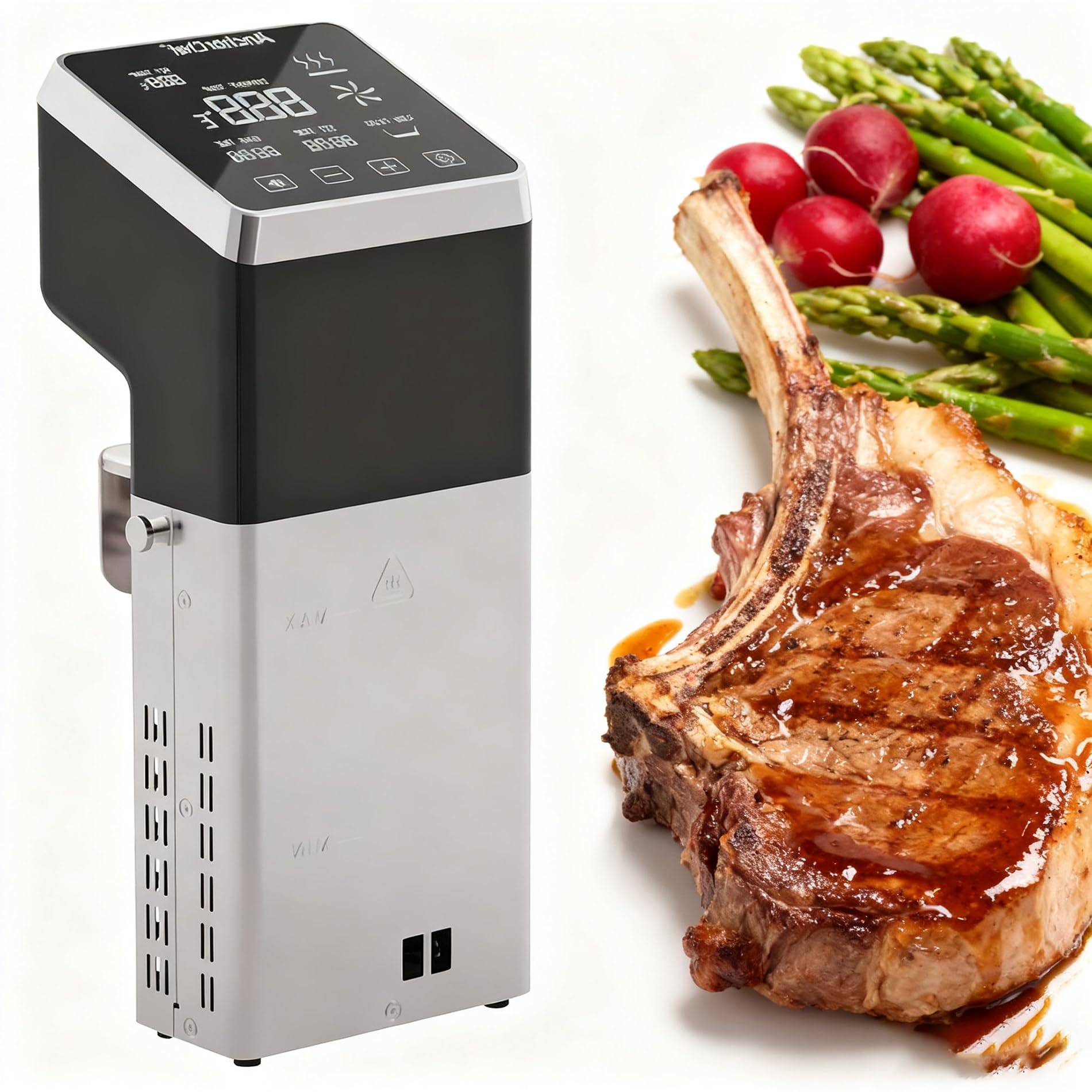 Sous Vide, 1600W Aparato de Cocina Precisión Cocina Baja Temperatura, LCD táctil, Temporizador, Cocinero Circulador, Máquina de Cocción al Vacío de Acero Inoxidable