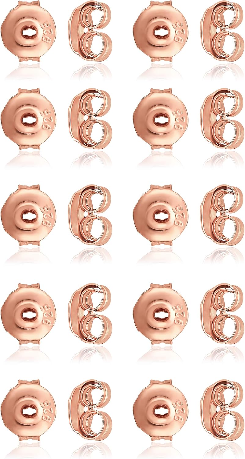 20 Pcs/ 10 Pairs Rose Gold Flashed Silver Butterfly Earring Backs Replacement for Stud Earrings Accessories DIY Tools, 5x4x3mm