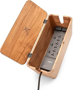 Large Cable Management Box - Acacia Wood