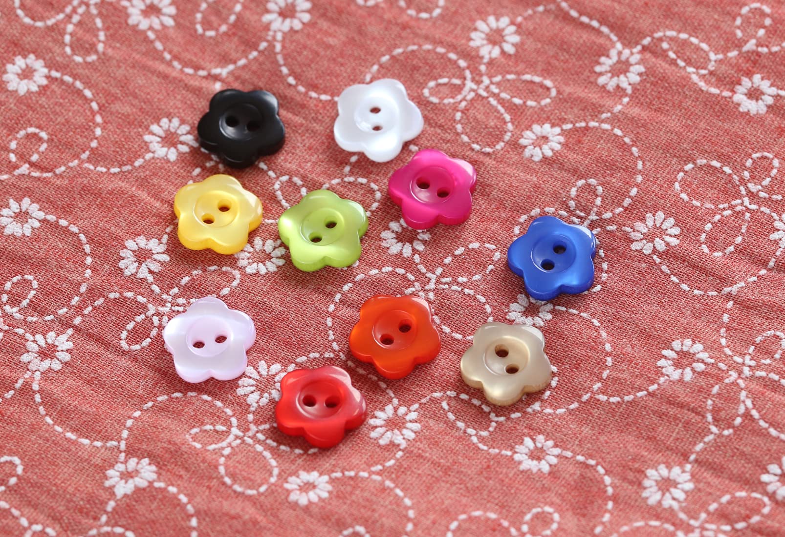 Knöpfe in Blumenform, 12,5 mm, 10 Farben, zum Nähen, Hemden, Kunstharz, für Bastelprojekte, Scrapbooking, Nähprojekte (jede Farbe 26 Stück) mit Kunststoffbox, 260 Stück