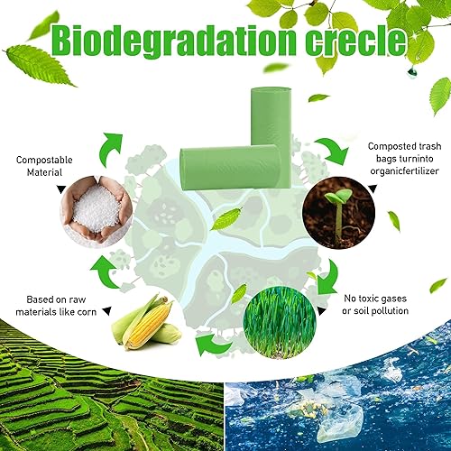Miniatura 4 de Bolsas de compost, 8 galones, 30 litros, extra gruesas de 0.87 mils, bolsas de desechos de alimentos biodegradables con US BPI ASTM D6400 y Europe