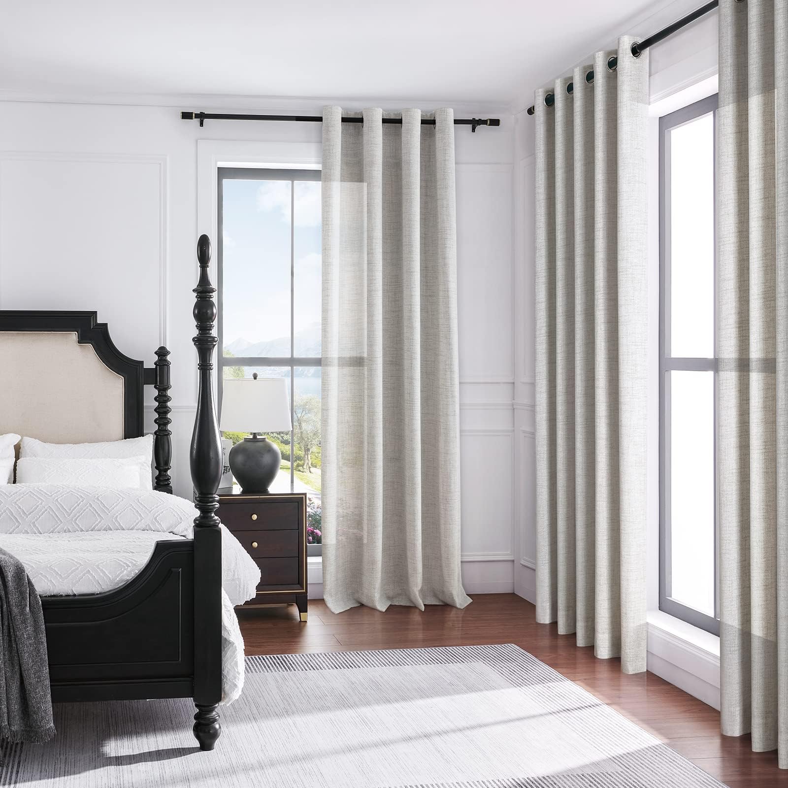 Melodieux Linenlook Curtains Eyelet for Bedroom Living Room, Natural, W 46" x L 72" (2 Panels) - Image 3