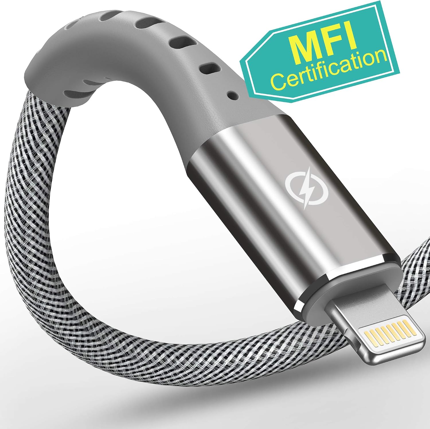 QIUB Apple MFi Certified iPhone Charger Lightning Cable 6ft for iPhone 13 12 11 XS Pro Max XR X 8 7 6 Plus iPad Extra Long Fast draided transparent grey pack
