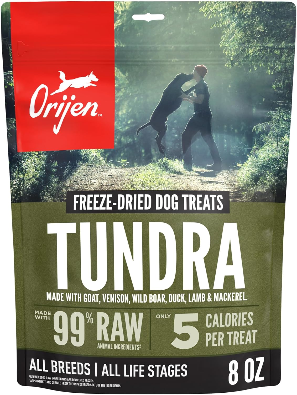 ORIJEN Grain Free High Protein Freeze Dried Dog Treats Tundra Recipe 8oz Bag