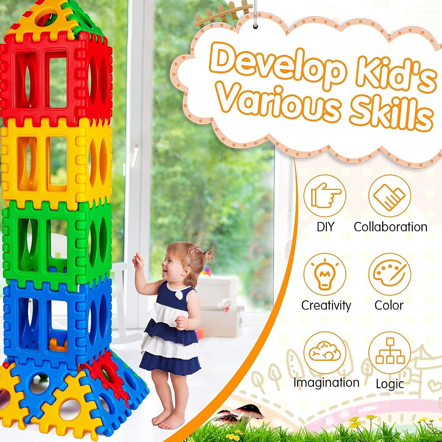 Flash Deals - 70% OFF Costzon 32 Pieces Jumbo Building Blocks for Kids, Big Waffle Block Set, Preschool Educational Creativity Sensory Toy, Interconnecting Stacking Building Toy Set for Boys & Girls Black Friday Clearance Costzon 32 Pieces Jumbo Building Blocks for Kids, Big Waffle Block Set, Preschool Educational Creativity Sensory Toy, Interconnecting Stacking Building Toy Set for Boys & Girls